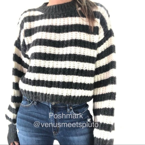 Topshop Sweaters - Topshop Striped Crewneck Oversized Sweater Sz L 12